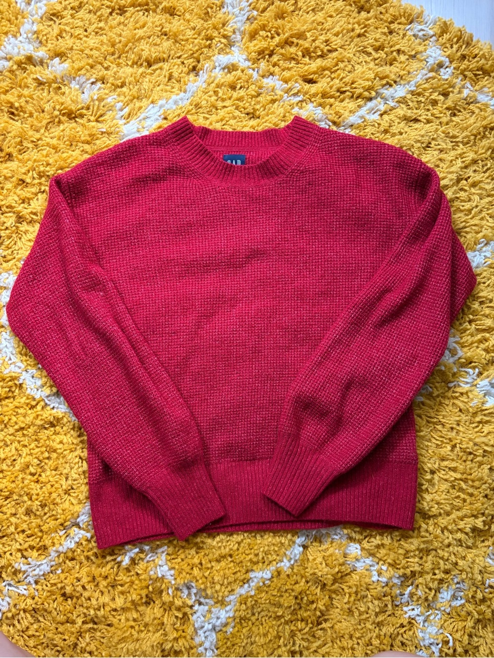 GAP Heather Red Knit Waffle Crewneck Sweater - Size XS